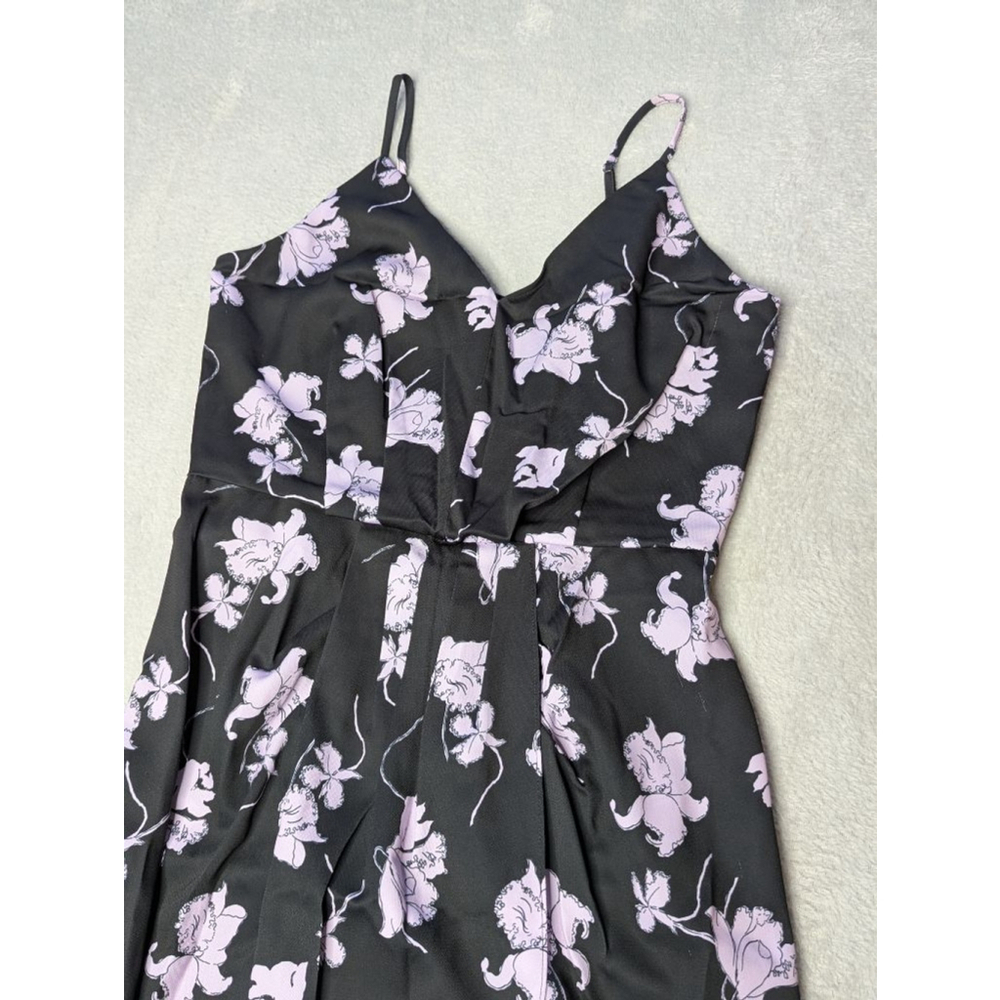 Women's Chelsea28 Black & Purple Floral High Low Dress M Spaghetti Strap - Picture 5 of 11